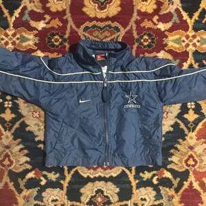 Vintage Nike Team Dallas Cowboys Windbreaker Jacket Navy Blue Sz Youth 3T